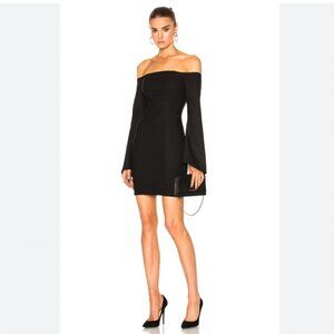 Cinq a Sept Niara Off-the-Shoulder Black Long-Sleeve Mini Dress (4 US)